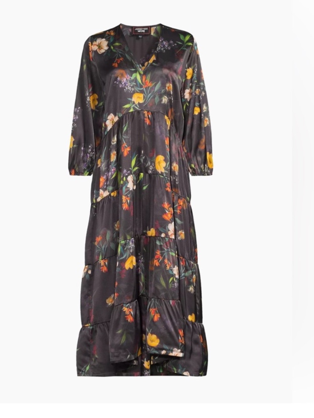 NWT Johnny Was Floral Silk Bishop-Sleeve Tiered
Midi Dress - Picture 6 of 8